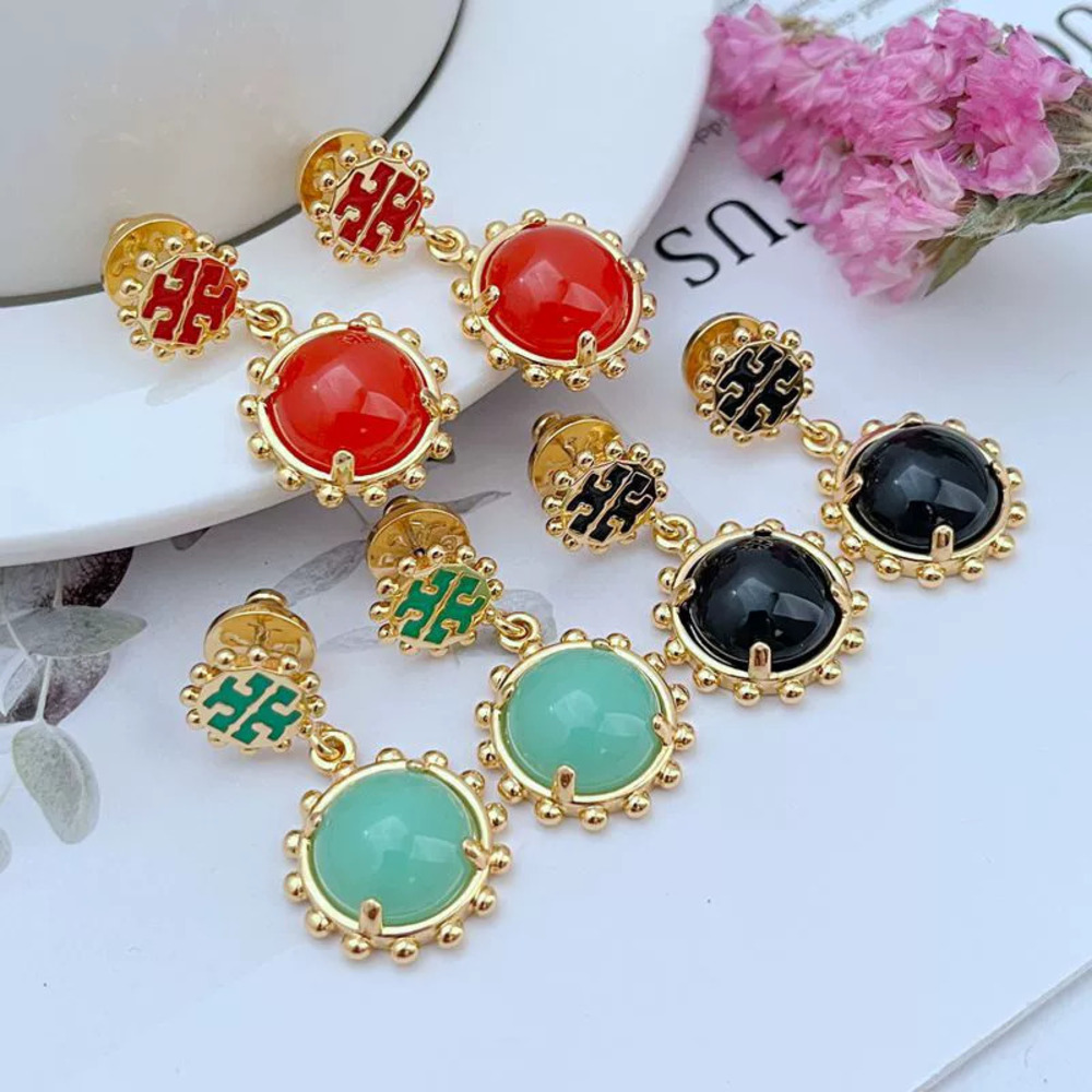 Tory Burch Retro Enamel Inlaid Metal Earrings